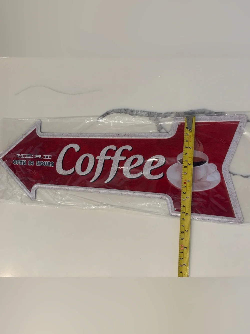 Coffee Arrow Tin Wall Sign - Red - One Size